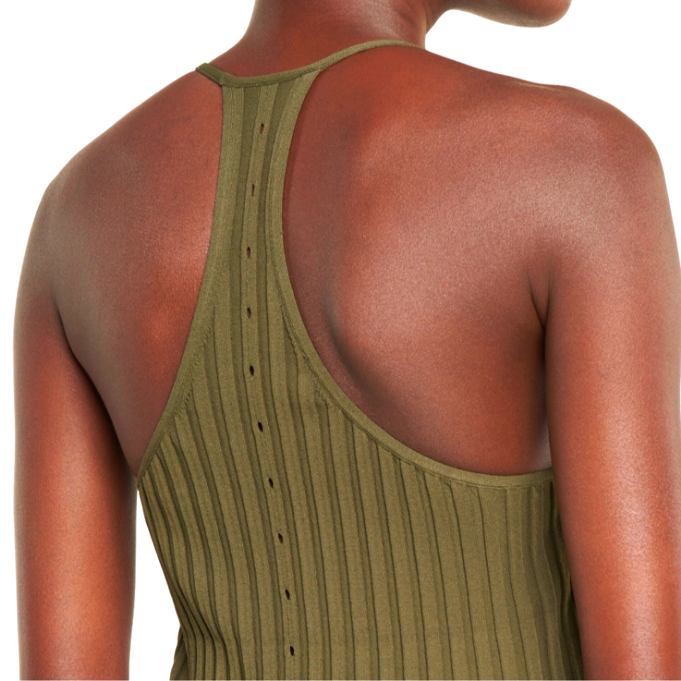 Helmut Lang Slash Ribbed-Knit Tank Top Light Sage Size Small